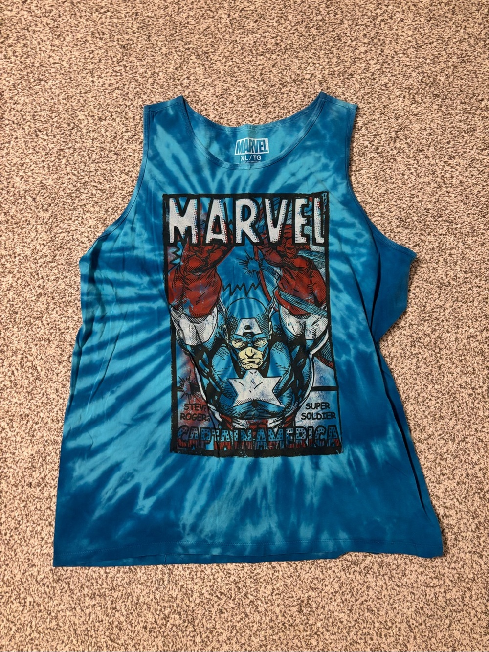 Marvel Blue Tie-Dye Captain America Graphic Tank Top